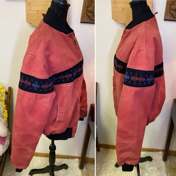 Rare VTG 90s Carhartt Santa Fe JR0456 Southwest Aztec Navajo ‘Clay’ Jacket XL - Picture 2 of 16